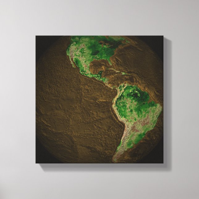 Impressão Em Tela Mapa topográfico da Terra (Frente)
