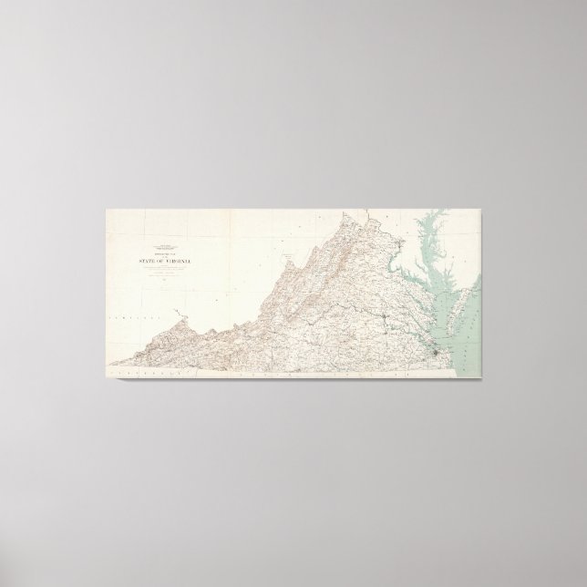 Impressão Em Tela Mapa topográfico do Estado da Virgínia (1928) (Frente)