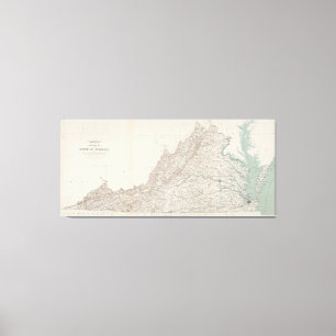 Impressão Em Tela Mapa topográfico do estado de Virgínia (1928)