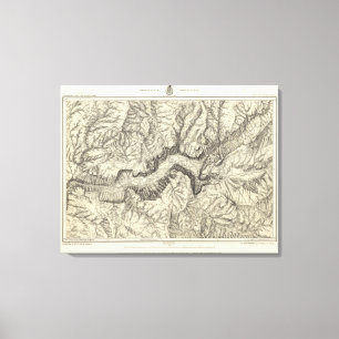 Impressão Em Tela Mapa topográfico do vale de Yosemite