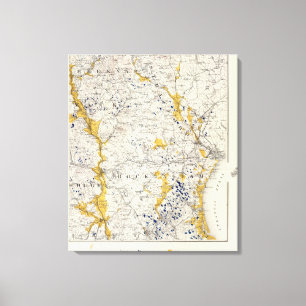 Impressão Em Tela Mapa topográfico e Glacial de New Hampshire 2