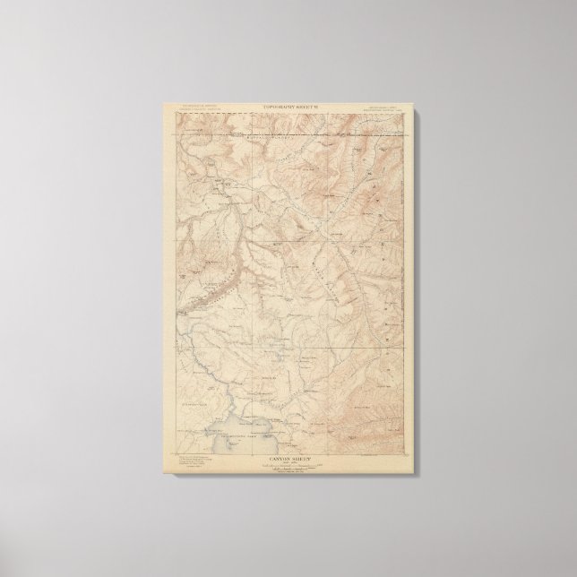 Impressão Em Tela Mapa Topográfico, Parte Nacional Yellowstone, Wyom (Frente)