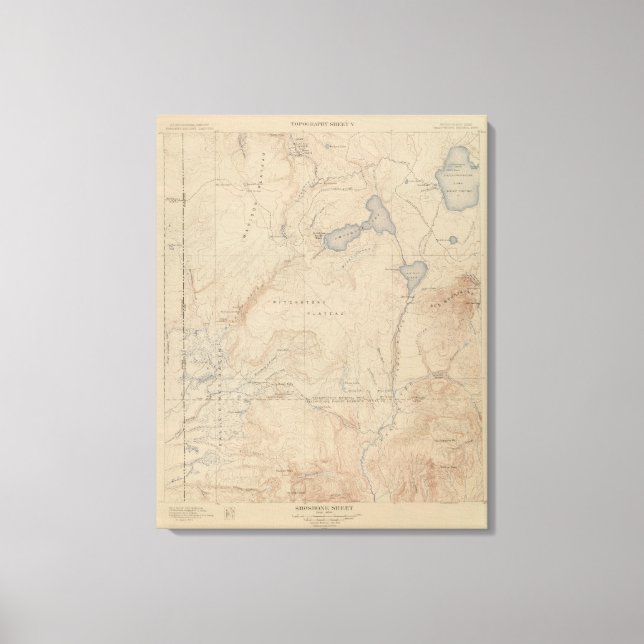 Impressão Em Tela Mapa Topográfico, Parte Nacional Yellowstone, Wyom (Frente)