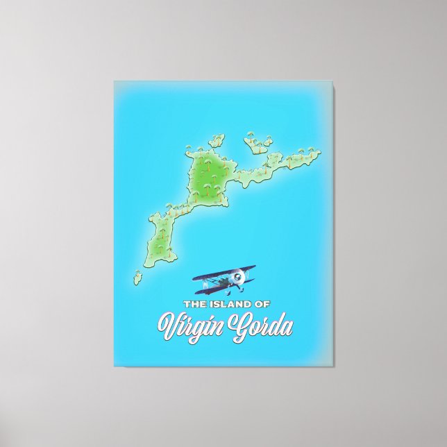 Impressão Em Tela Mapa Virgin Gorda (Frente)