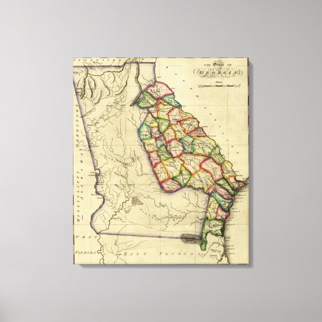 Impressão Em Tela MapaGeórgiaPanorâmica (Frente)
