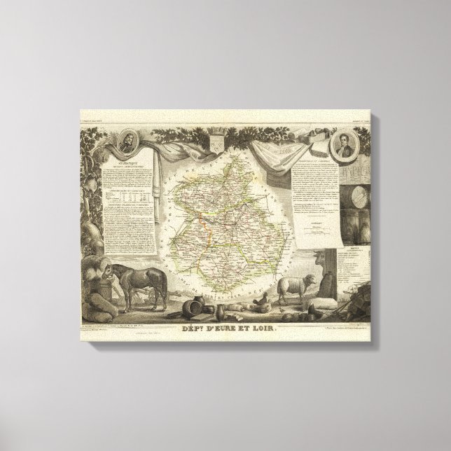 Impressão Em Tela Mapas de ilustração (Frente)