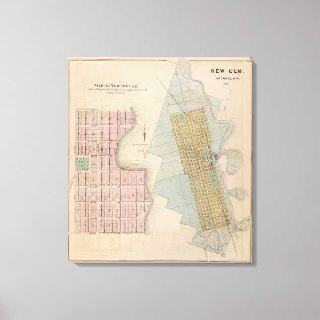 Impressão Em Tela Mapas de New Auburn, Minnesota (Frente)