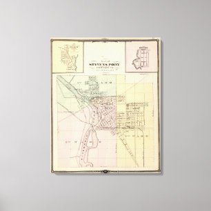 Impressão Em Tela Mapas de Stevens Point, Elroy e Wonewoc