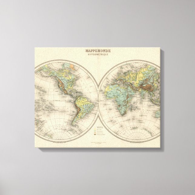 Impressão Em Tela Mapas hipotéticos mundiais (Frente)
