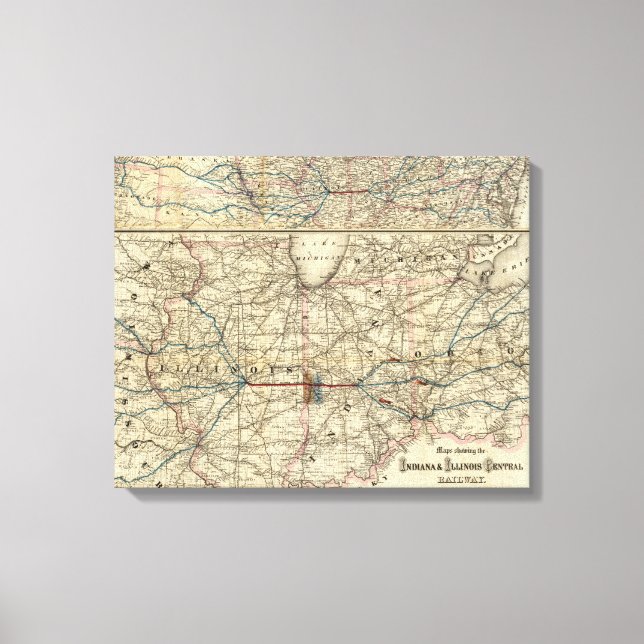 Impressão Em Tela Mapas mostrando o Indiana (Frente)
