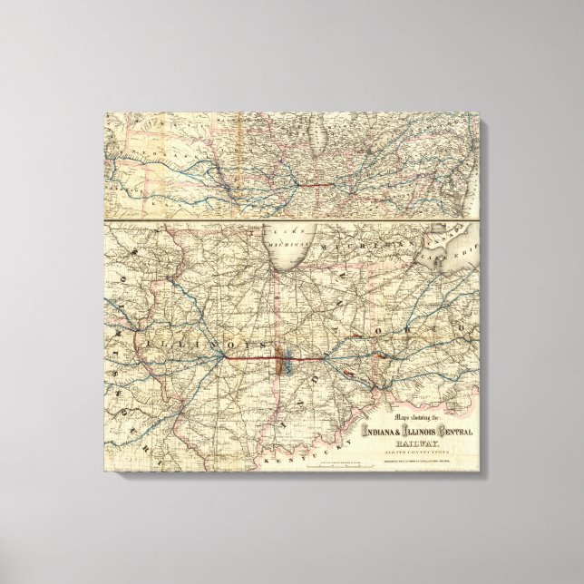 Impressão Em Tela Mapas mostrando o Indiana (Frente)