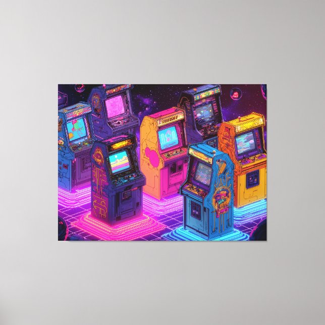 Impressão Em Tela Máquinas De Arcade Retro (Frente)