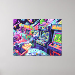Impressão Em Tela Máquinas de Arcade Retrô no Espaço