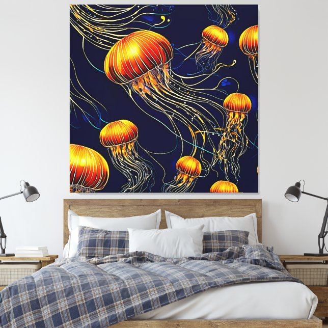Impressão Em Tela Mar de medusa brilhante (Insitu(Quarto))