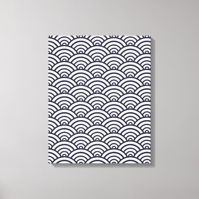 Impressão Em Tela Mar de Seigaiha - Ondas Azuis Japonesas (Frente)