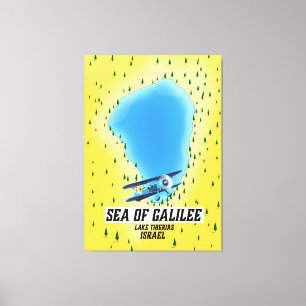 Impressão Em Tela Mar do poster do mapa de Galilee Israel