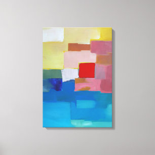 Impressão Em Tela Mar/ilha/céu abstratos da pintura - quadrado