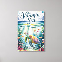 Mar Vitamina Aquarela Tartaruga Marinha Subaquátic