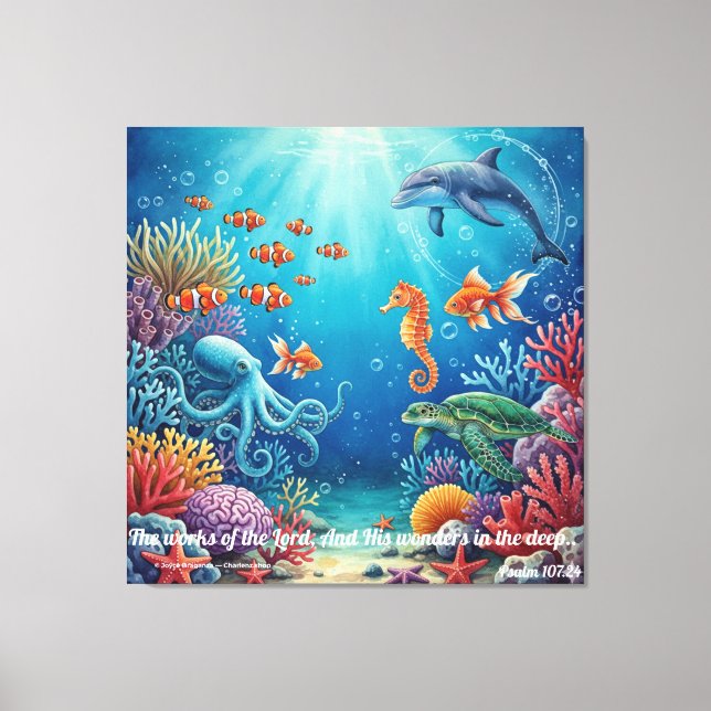Impressão Em Tela Maravilhas nas Profundezas | Salmo 107:24 Decoraçã (Frente)