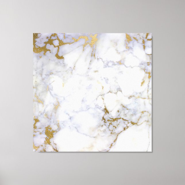 Impressão Em Tela Marble Stone Abstrato Dourado Prata White Carrara (Frente)