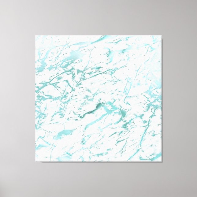 Impressão Em Tela Marble Stone Abstrato White Aqua Blue Tiffany Lux (Frente)