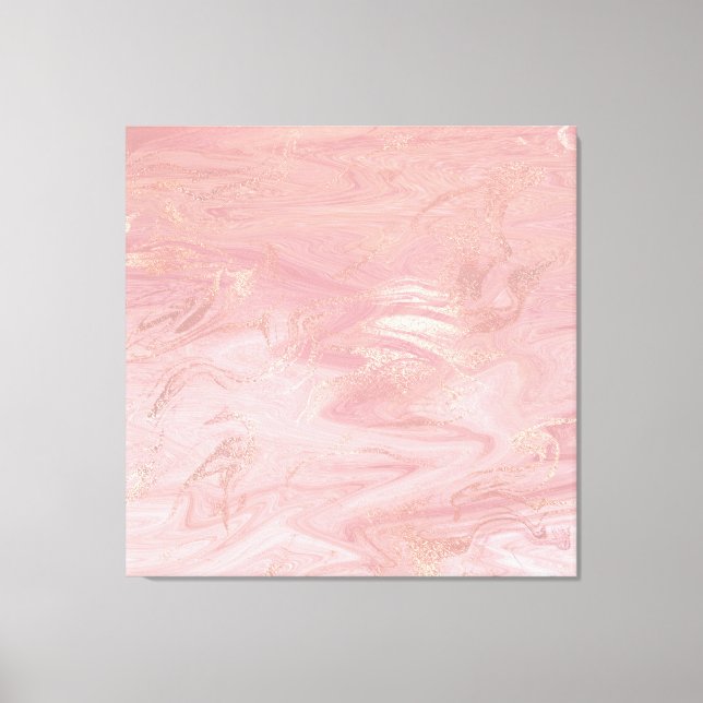 Impressão Em Tela Marble Stone Molten Dourado Abstrato rosa Rosa Dou (Frente)