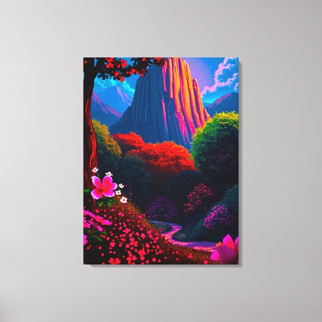 Impressão Em Tela Märchenhafter Wanderpfad durch blühende Berglandsc (Frente)