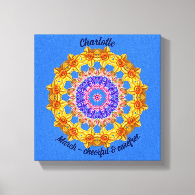 Impressão Em Tela Março Nascimento Flor Personalizado Mandala Zen Ar (Frente)