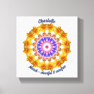 Impressão Em Tela Março Nascimento Flor Personalizado Mandala Zen Ar