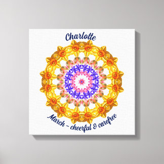 Impressão Em Tela Março Nascimento Flor Personalizado Mandala Zen Ar