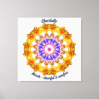 Impressão Em Tela Março Nascimento Flor Personalizado Mandala Zen Ar