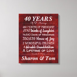 Impressão Em Tela Marcos de Aniversário do Casamento Vermelho Person