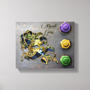 Impressão Em Tela Mardi Gras Máscara de SlipperyJoe, verde-ouro roxo