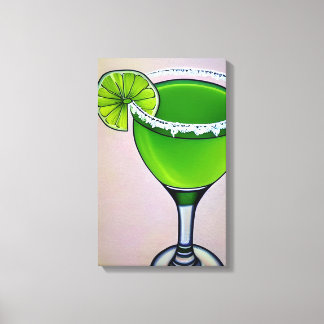 Impressão Em Tela Marguerita Líquida Groovy Verde Moderna Arte Grand