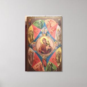 Impressão Em Tela Maria, Jesus e Anjos