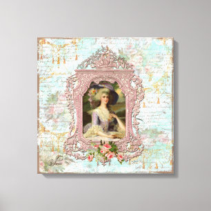 Impressão Em Tela Marie Antonieta de cor rosa