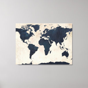Impressão Em Tela Marinho afligido mapa do mundo