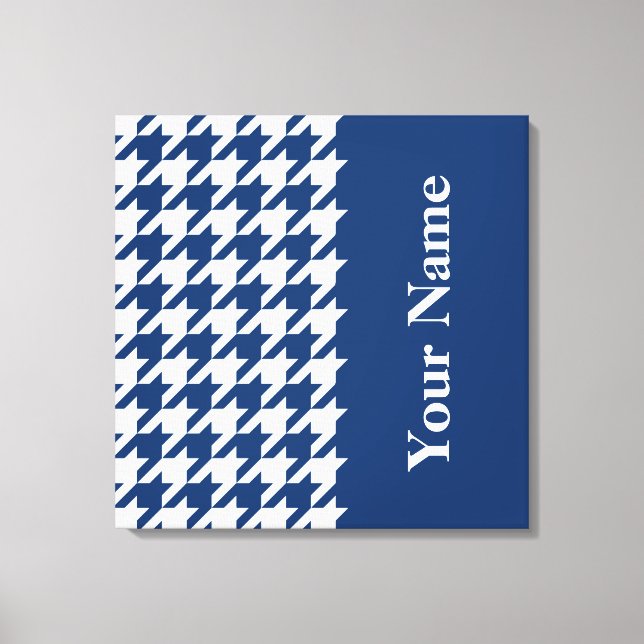 Impressão Em Tela Marinho Elegante Houndstooth com nome (Frente)