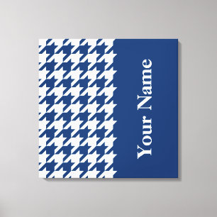 Impressão Em Tela Marinho Houndstooth elegante com nome