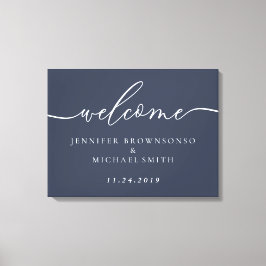 Impressão Em Tela Marinho Moderno de Casamento Simples do Partido de