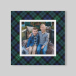 Impressão Em Tela Marinho Verde Black Watch Xadrez Foto de Natal<br><div class="desc">Esta xadrez festiva de natal, canvas de arte de natal, apresenta um espaço personalizado de fotos da família quadrada, enquadrado por um clássico azul marinho, verde caçador, e um relógio negro padrão de xadrez de tartan escocês. Dica da foto: recorte sua foto em forma quadrada antes de carregar. Crédito da...</div>