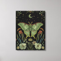 Mariposa Luna Arte em Aquarela Gótica