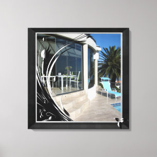 Impressão Em Tela Mármore Branco - Filigrana Abstrato Preta