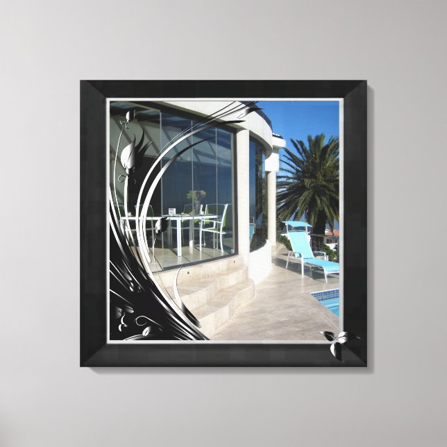 Impressão Em Tela Mármore Branco - Filigrana Abstrato preto (Frente)