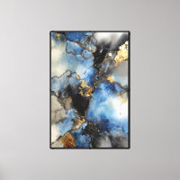 Mármore de Meia-Noite: Abstrato Azul e Dourado