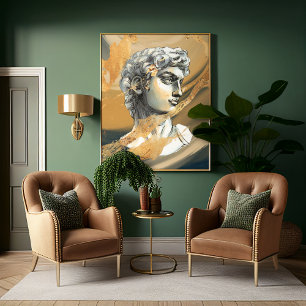 Impressão Em Tela Mármore dourado de marinho de escultura grega em f