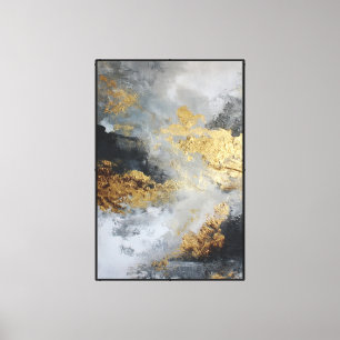 Impressão Em Tela Mármore Preto e Dourado – Arte abstrata de parede