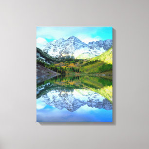 Impressão Em Tela Maroon Bells refletindo no Maroon Lake