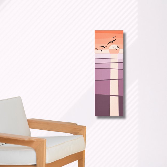 Impressão Em Tela Marrãs roxas e laranja na arte vetorial sunset (Purple & Orange Seabirds at Sunset Vector Art Canvas Print)