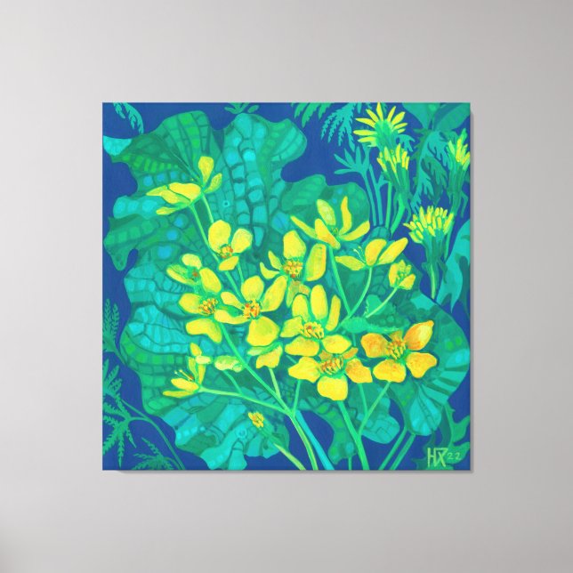 Impressão Em Tela Marsh Marigold Summer Wildflower Pintura Floral (Frente)